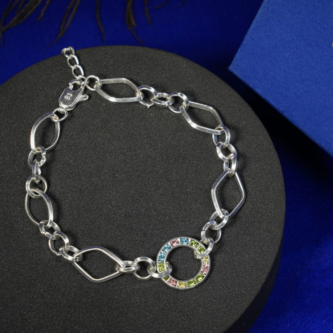CZ Stone hoop silver bracelets