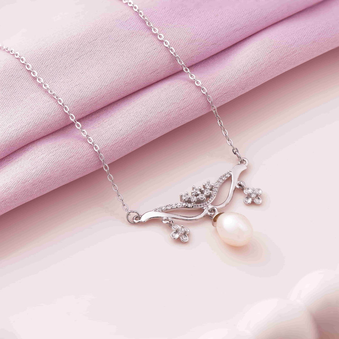 Princess Pearl Rhodium Pendant Chain