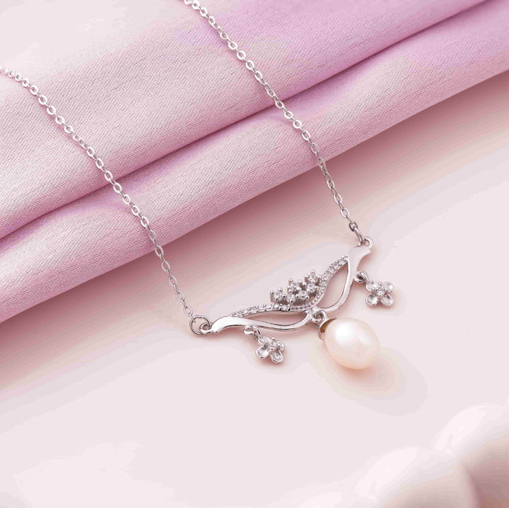Princess Pearl Rhodium Pendant Chain