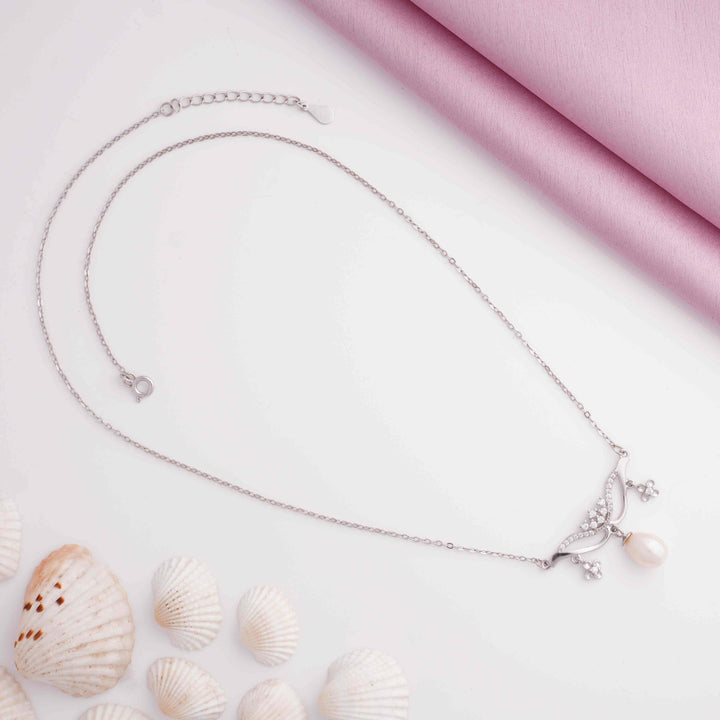 Princess Pearl Rhodium Pendant Chain