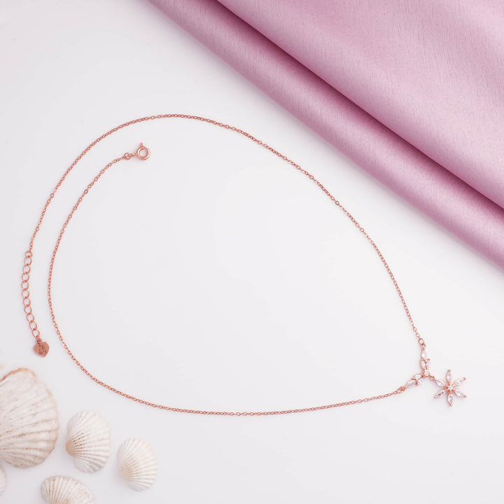 Blooming Flower Rose Gold Pendant Chain