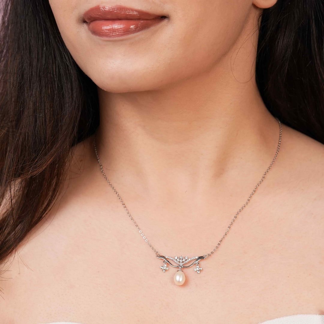 Princess Pearl Rhodium Pendant Chain