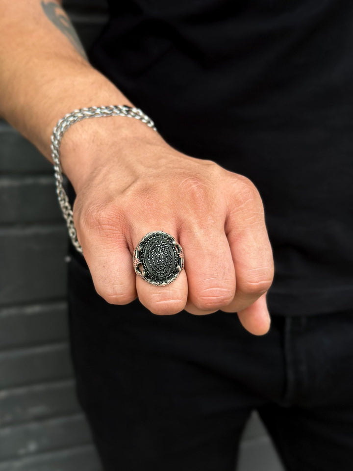 Black stone studded ring