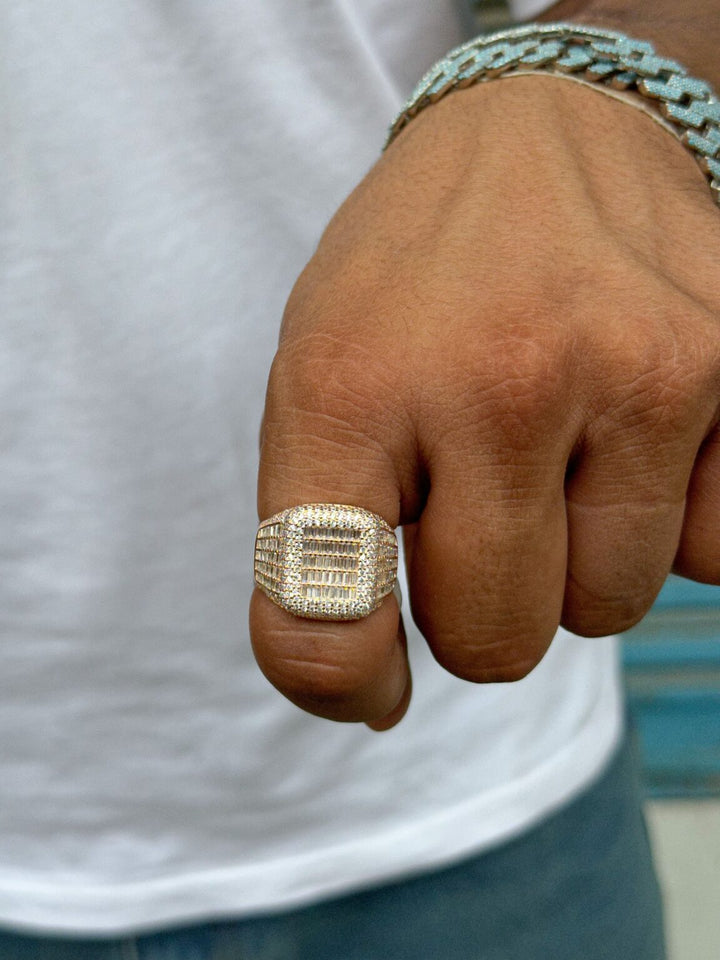 Rose gold iced out ring (square)