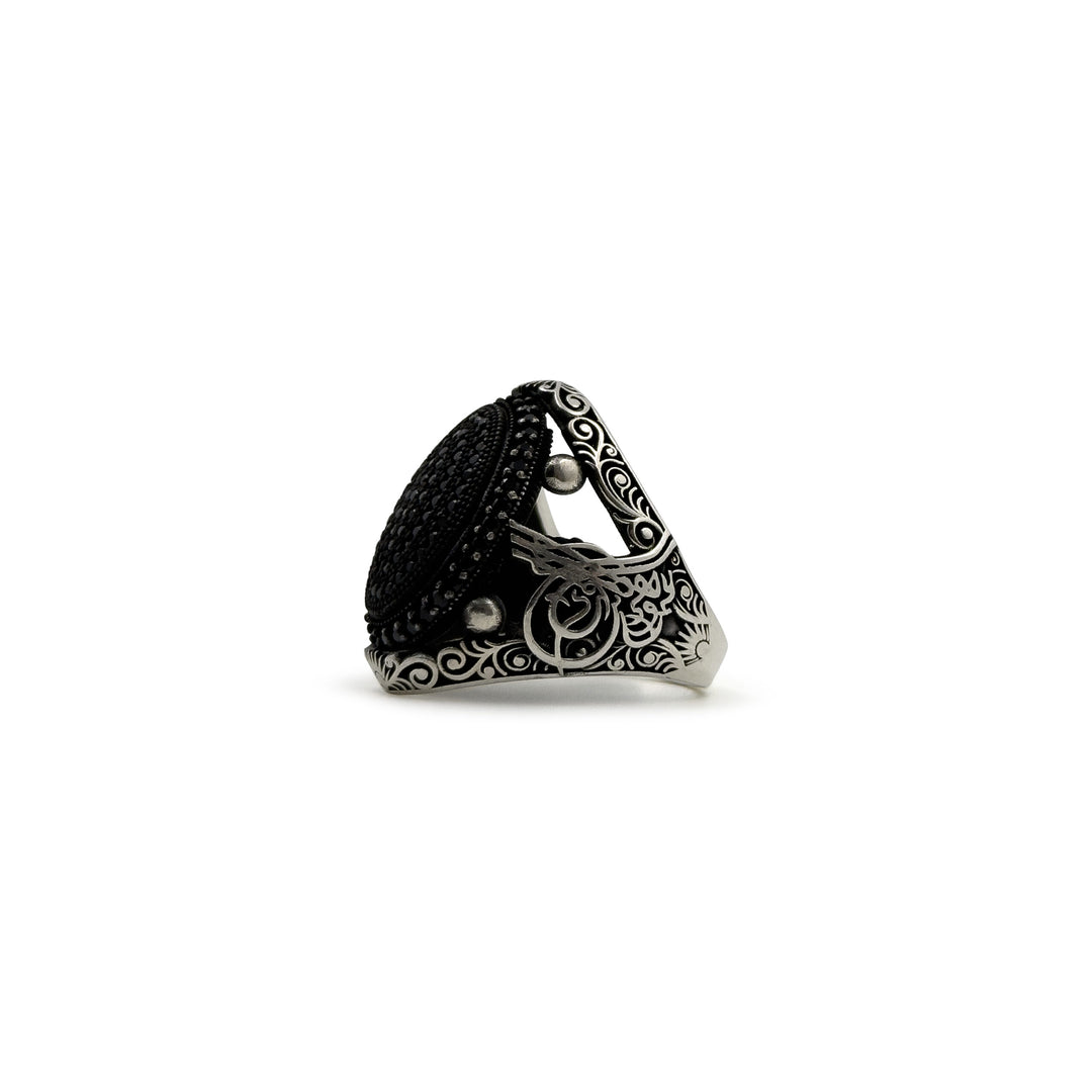 Black stone studded ring
