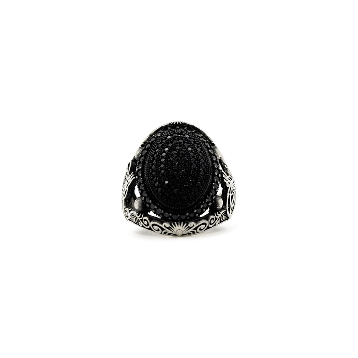 Black stone studded ring