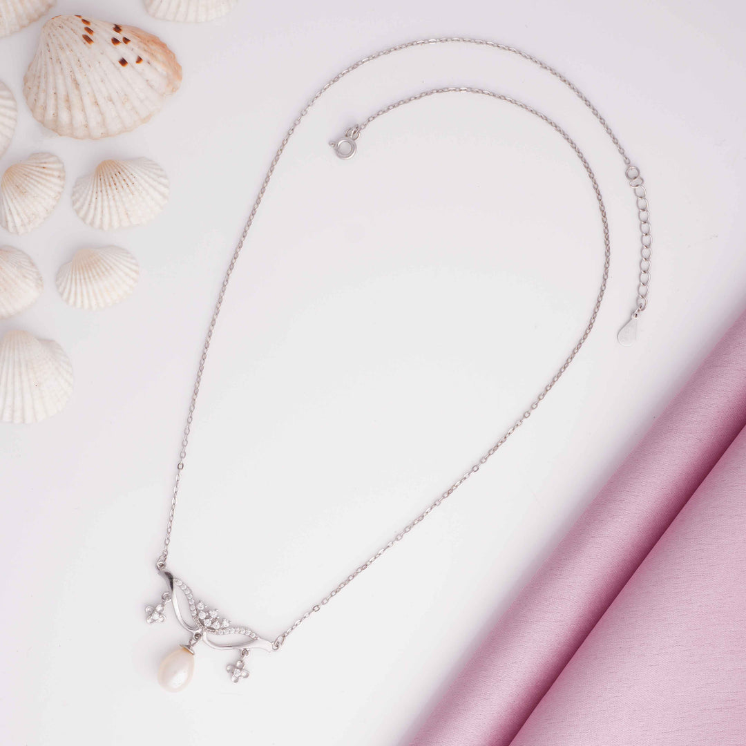 Princess Pearl Rhodium Pendant Chain