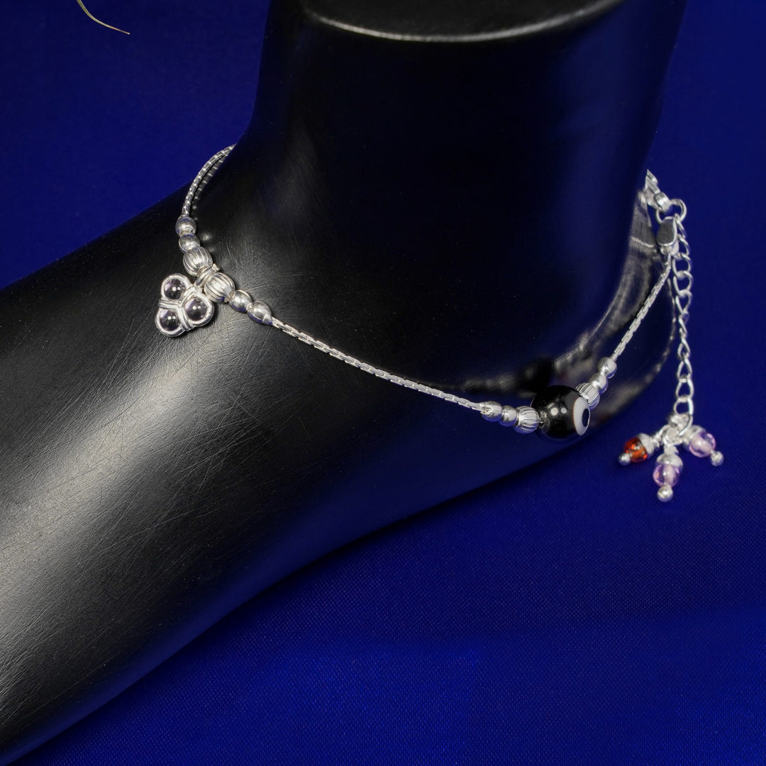 Black evil eye anklet