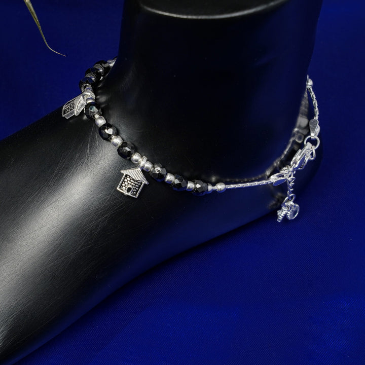 Black nazariya with house charms anklet