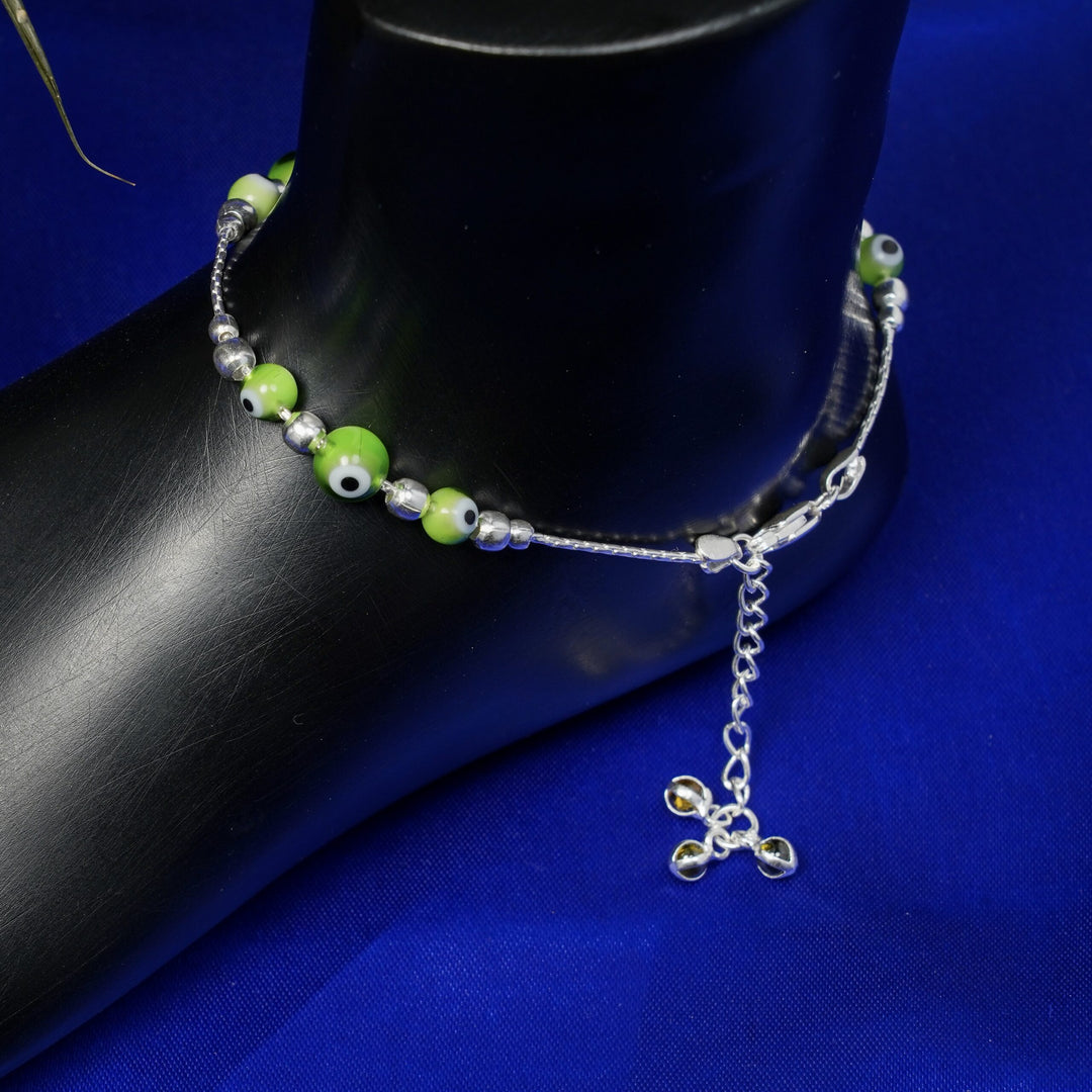 Green evil eye anklet