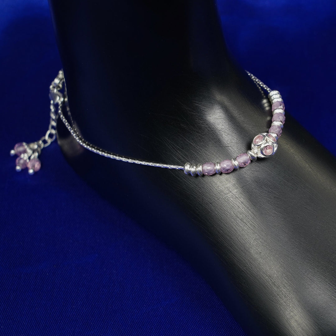 Pink CZ beads anklet