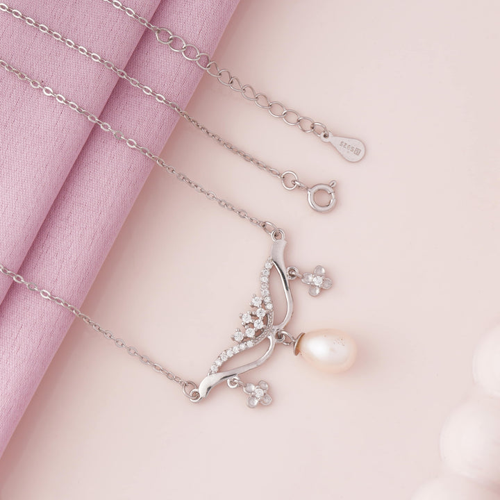 Princess Pearl Rhodium Pendant Chain