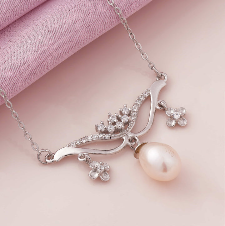 Princess Pearl Rhodium Pendant Chain